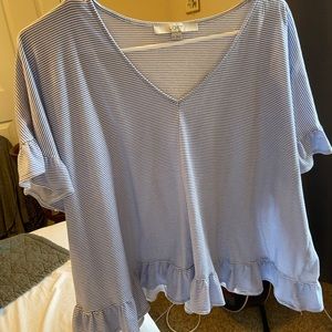 Loft Blue & White Striped Top